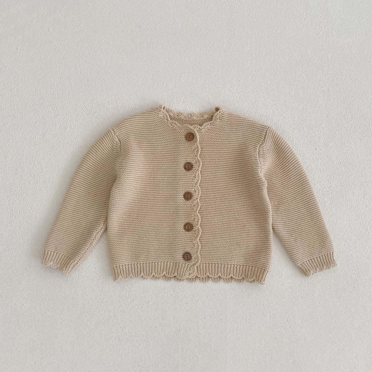(Pre Order 2 Weeks)Girls Fall Scallop Knitted Cardigan