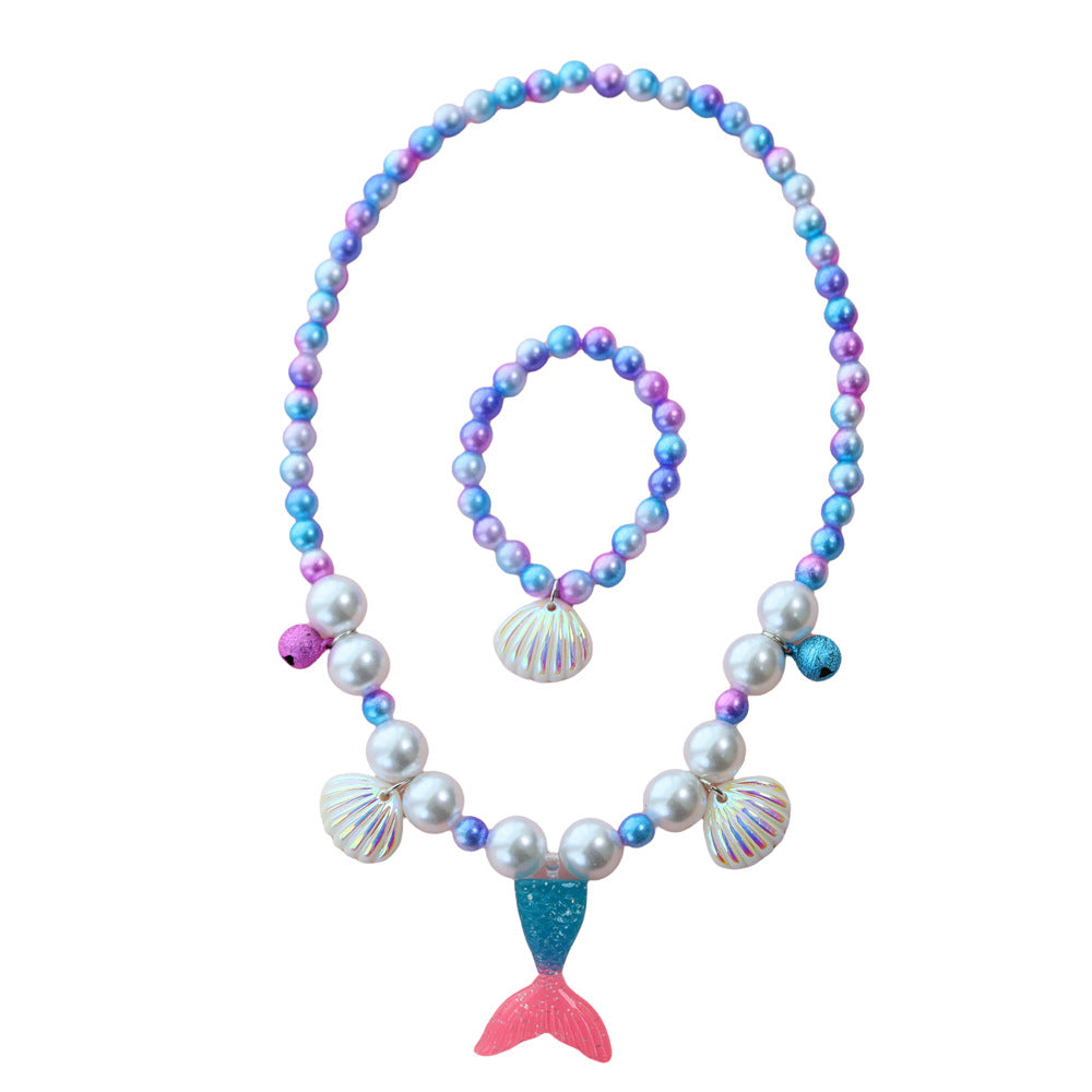 (Pre Order)Girls Summer Sea Side Pearl Necklace&Bracelet