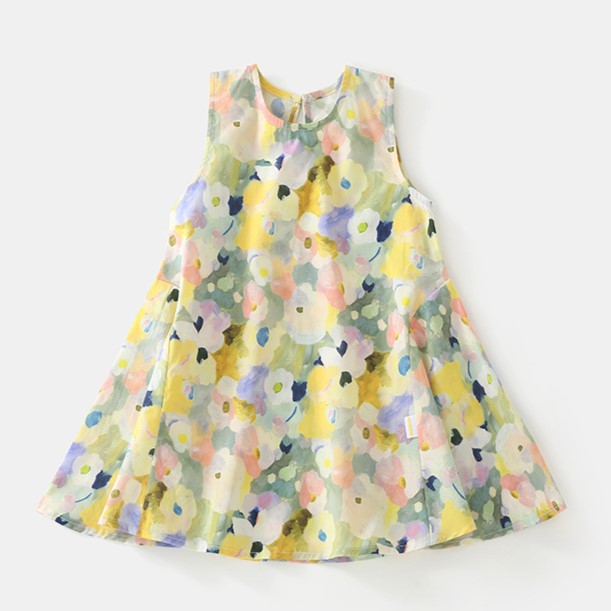 (In Production)Girls Spring and Summer Floral Print Cotton Dress