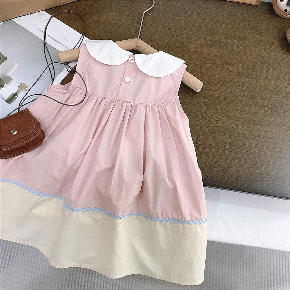 (In Production)Girls Summer Ice Cream Applique Doll Collar Dress