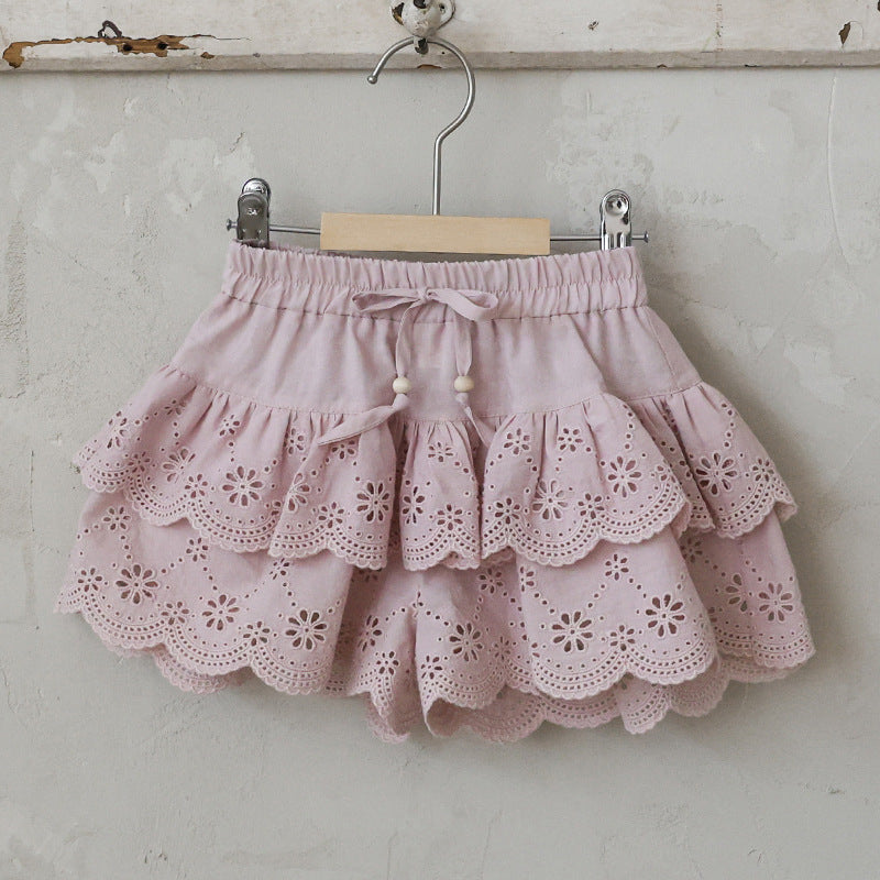 (In Production)Girls Spring&Summer Lace Scallop Shorts