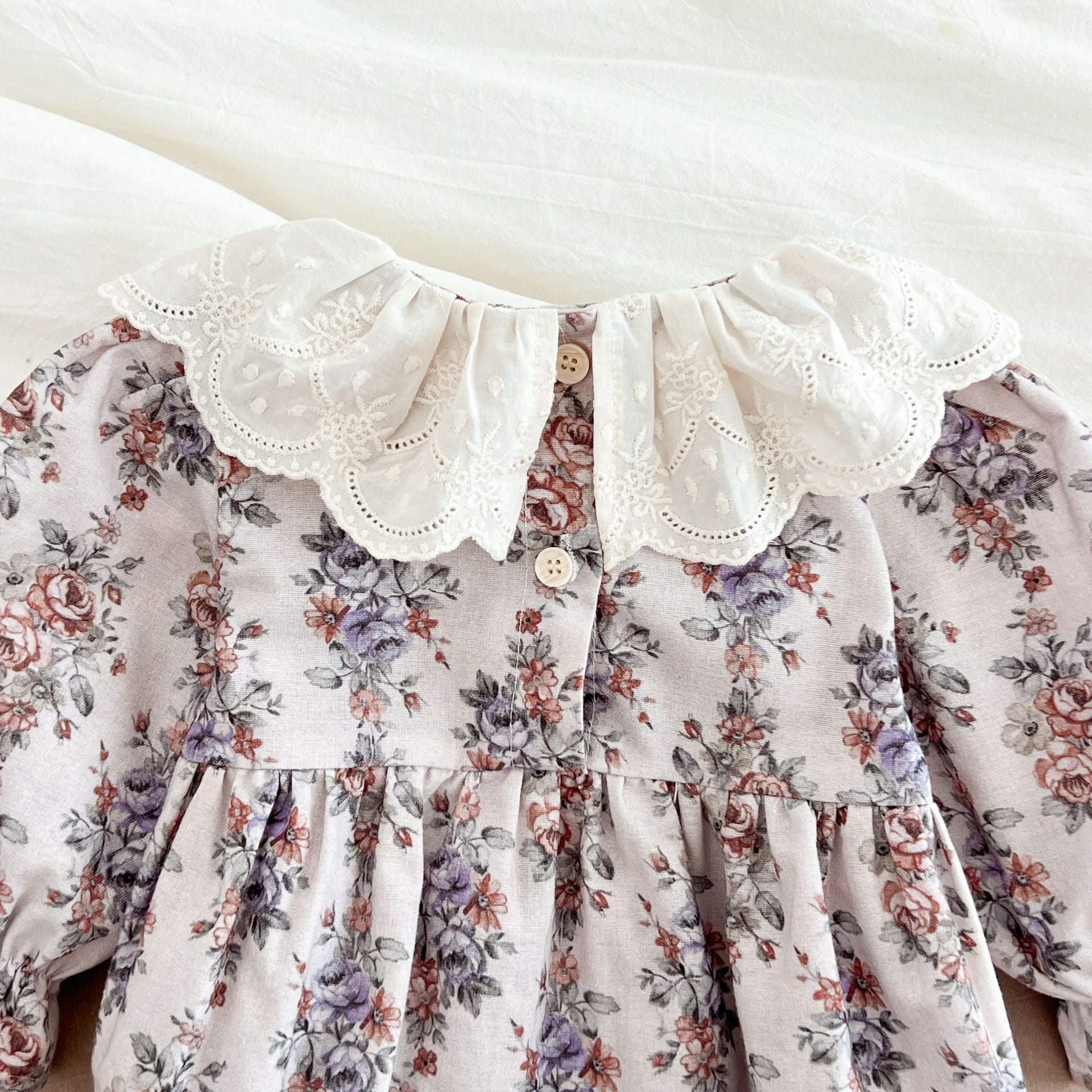(Pre Order 2 Weeks)Sisters Fall Floral Lace Ruffle Collar Dress&Romper