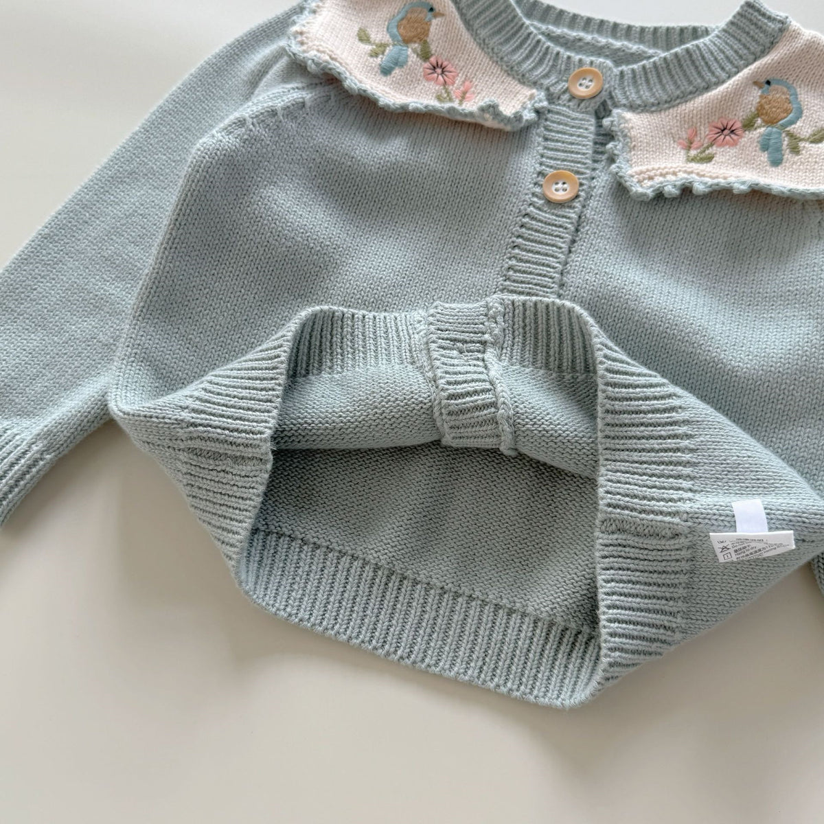(Pre Order 2 Weeks)Kids Fall Bird Embroidery Sweater Cardigan with Pockets