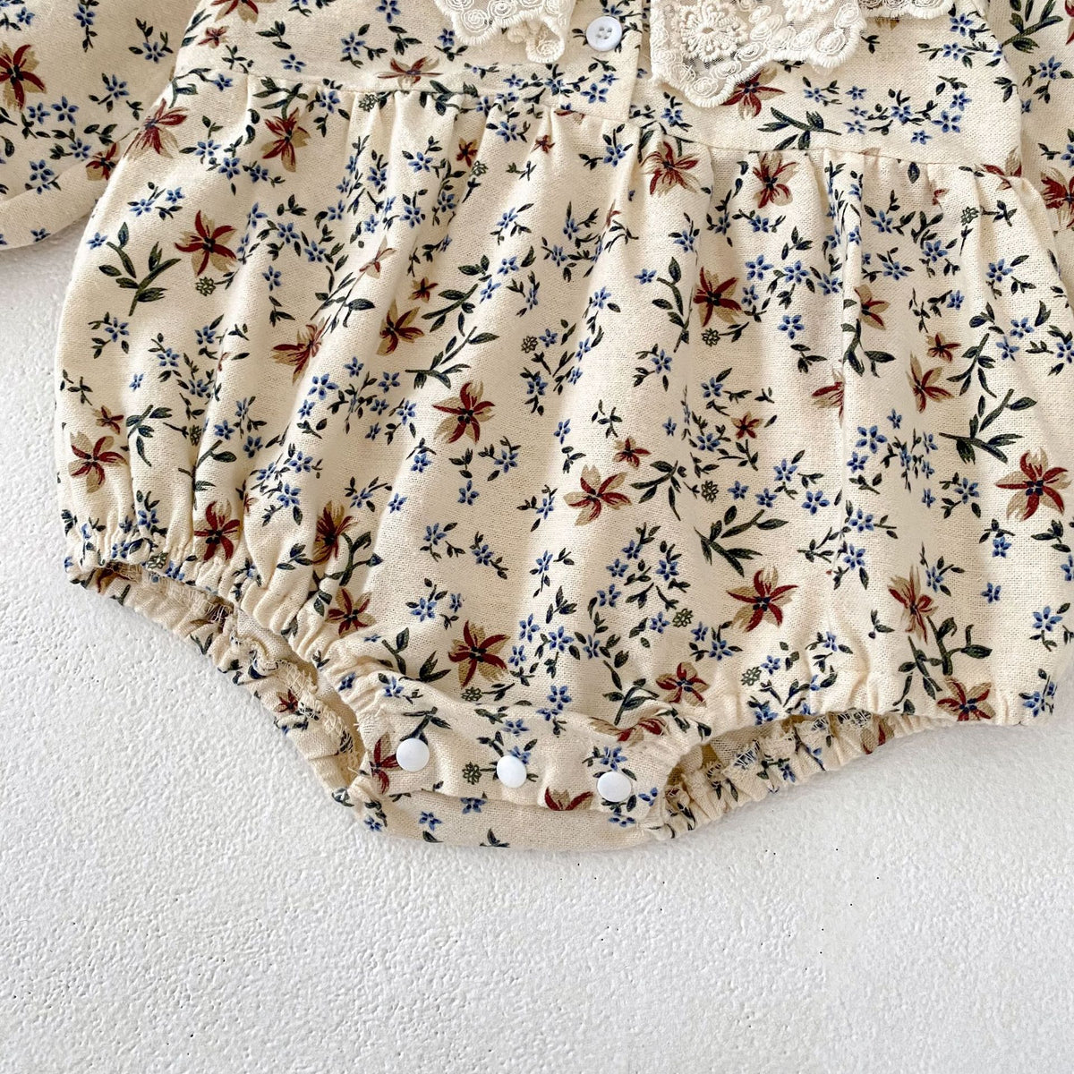 (Pre Order 2 Weeks)Toddler Girls Fall Floral Print Lace Romper