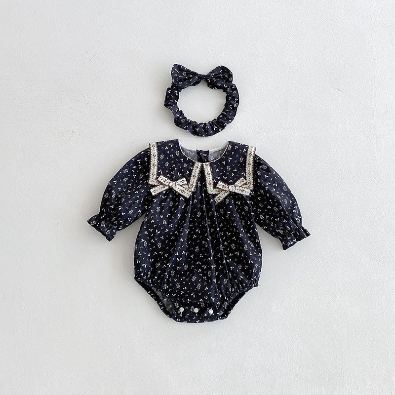 (In Production)Sisters Fall&Winter Floral Print Dress,Romper