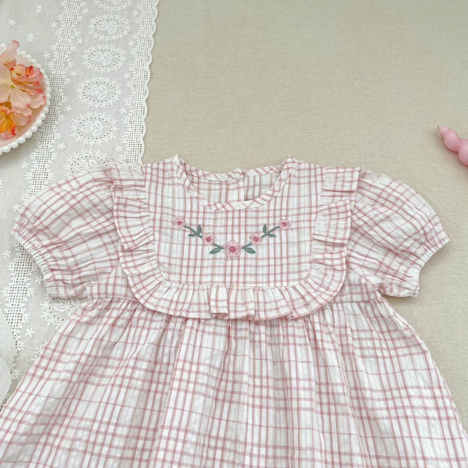 (Pre Order 2 Weeks)Sisters Floral Embroidery Ruffle Dress&Romper