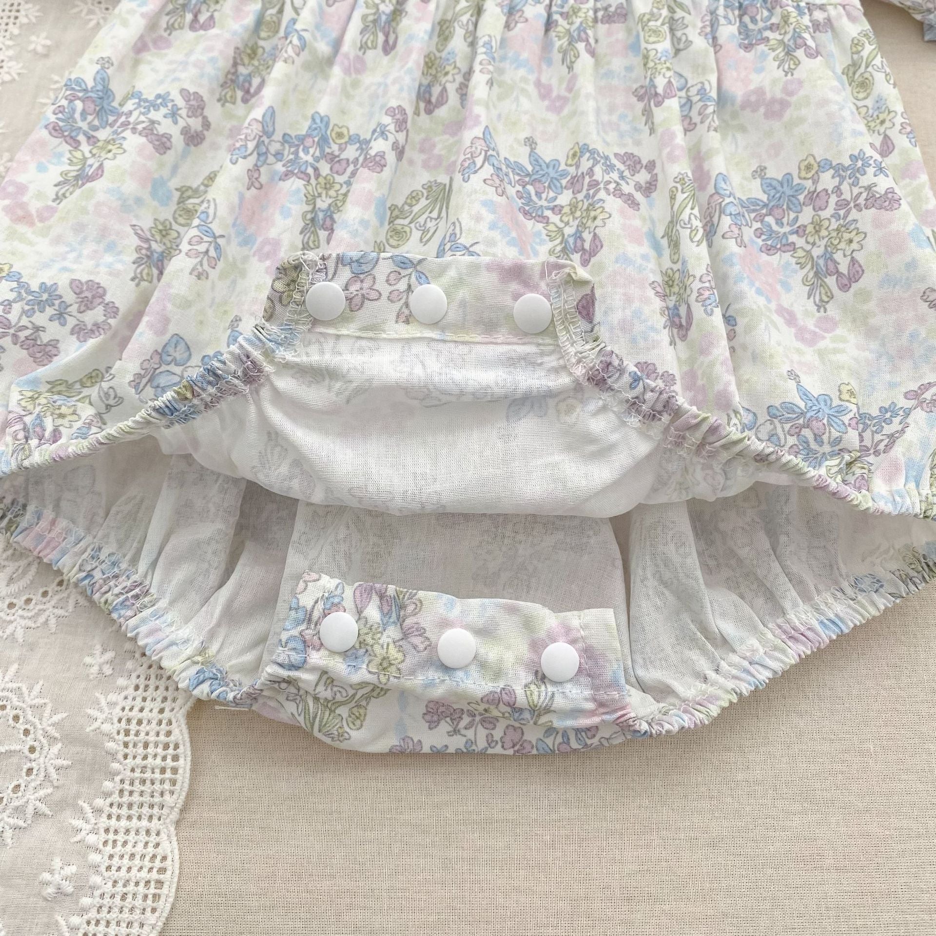 (Pre Order 2 Weeks)Sisters Lavender Embroidery Scallop Collar Dress&Romper