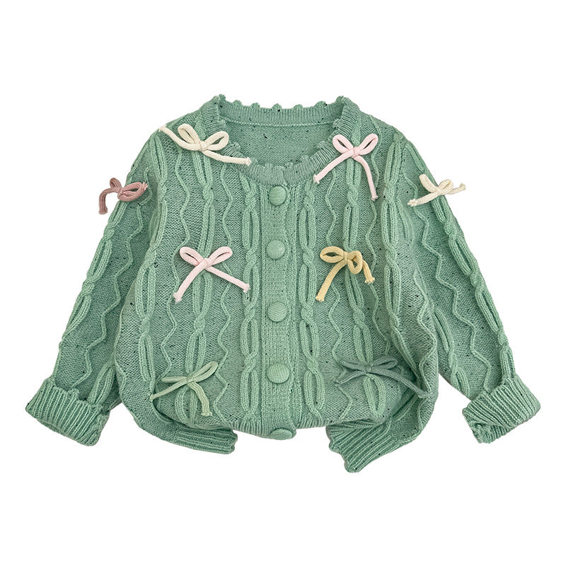 (Pre Order)Girls Bow Sweater Cardigan