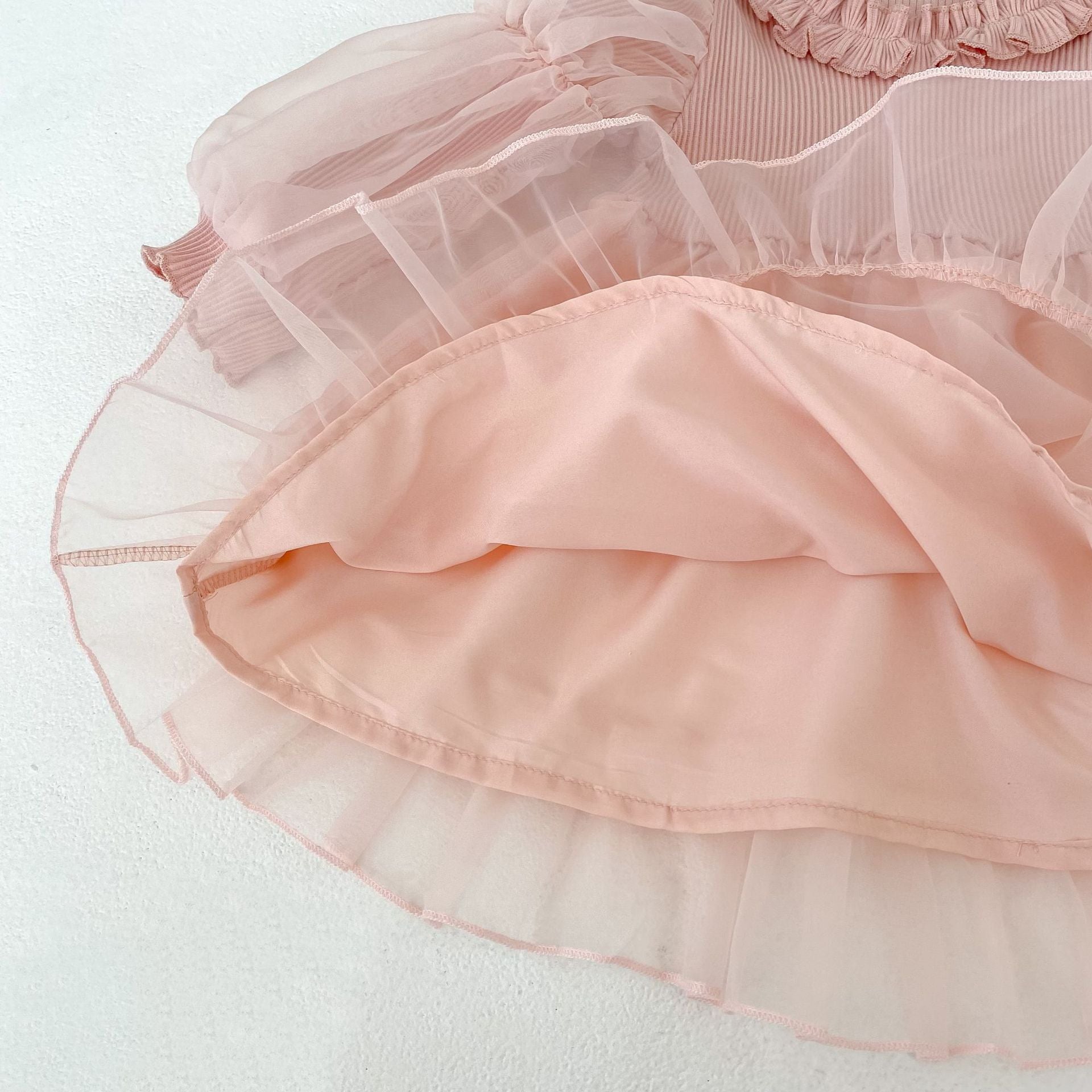 (Pre Order 2 Weeks)Sisters Fall Pink Tulle Dress&Romper