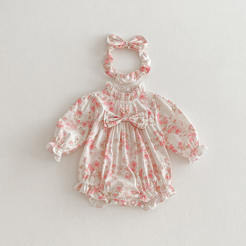(In Production)Sisters Fall Floral Print Ruffle Dress&Romper