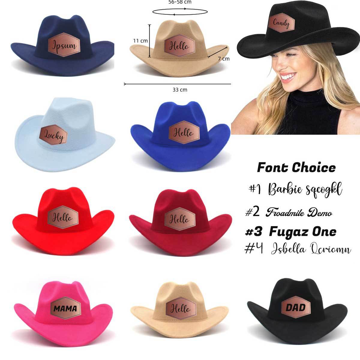 (Pre Order)Personalized Cowboy Hat with Printed Name - Custom Hat for Kids&Adults