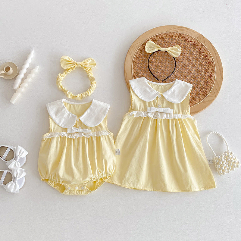 (In Production)Sisters Spring&Summer Yellow Dress,Romper