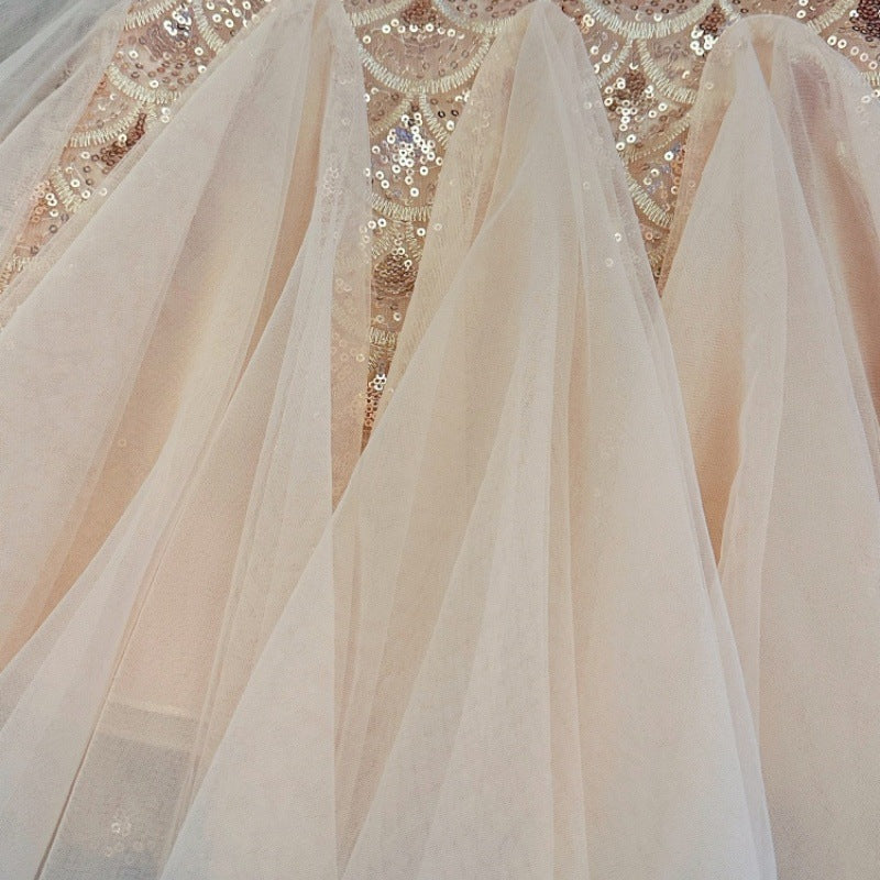 (In Production)Girls Spring&Summer Mermaid Sequin Tulle Dress with Veil