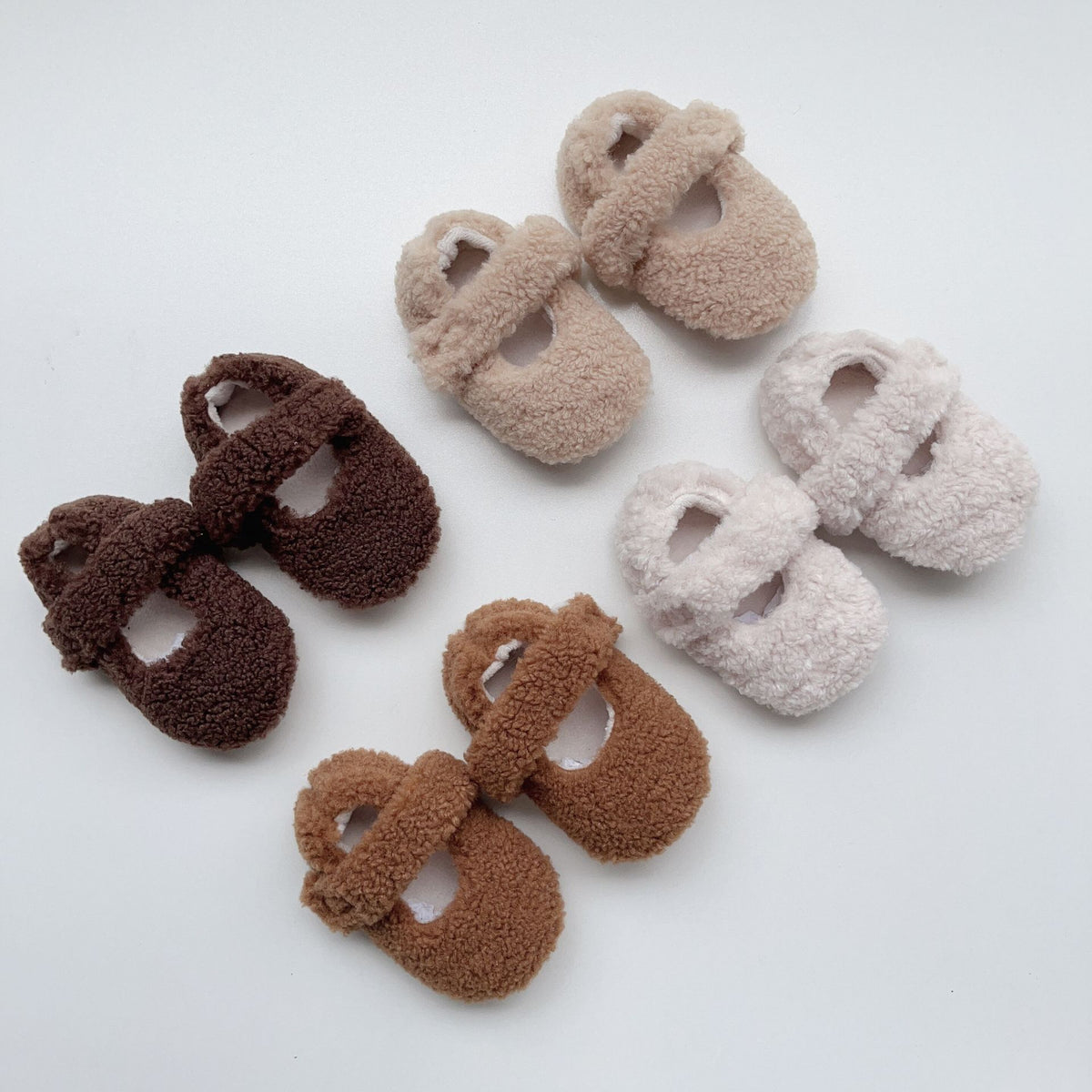 (Pre Order)Kids Fall&Winter Warm Teddy Fleece Baby Mary Jane Crib Shoes