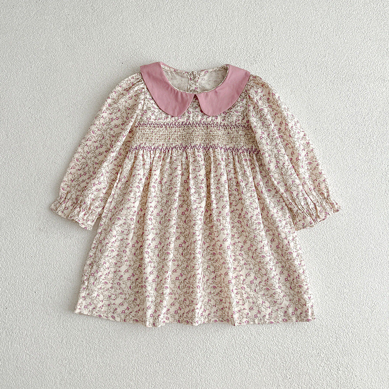 (In Production)Sisters Spring&Summer Lavender Doll Collar Smocked Dress&Romper