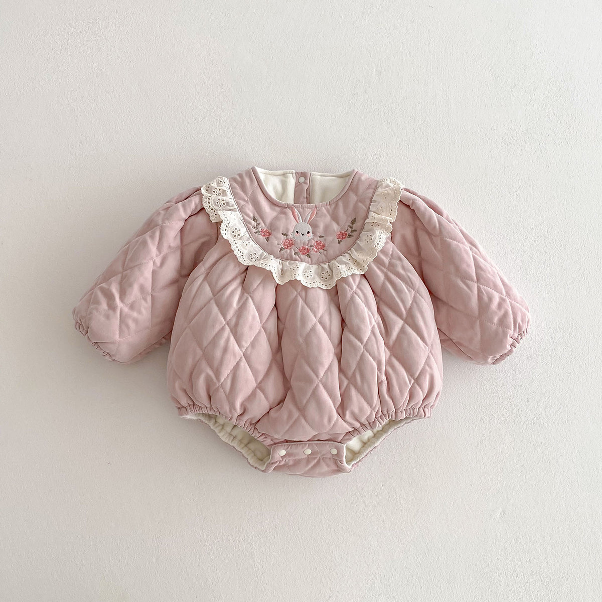 (Pre Order 2 Weeks)Toddler Girls Fall Bunny Embroidery Romper