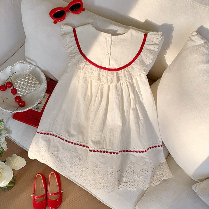(In Production)Girls Spring&Summer Embroidery Lace Cotton Dress