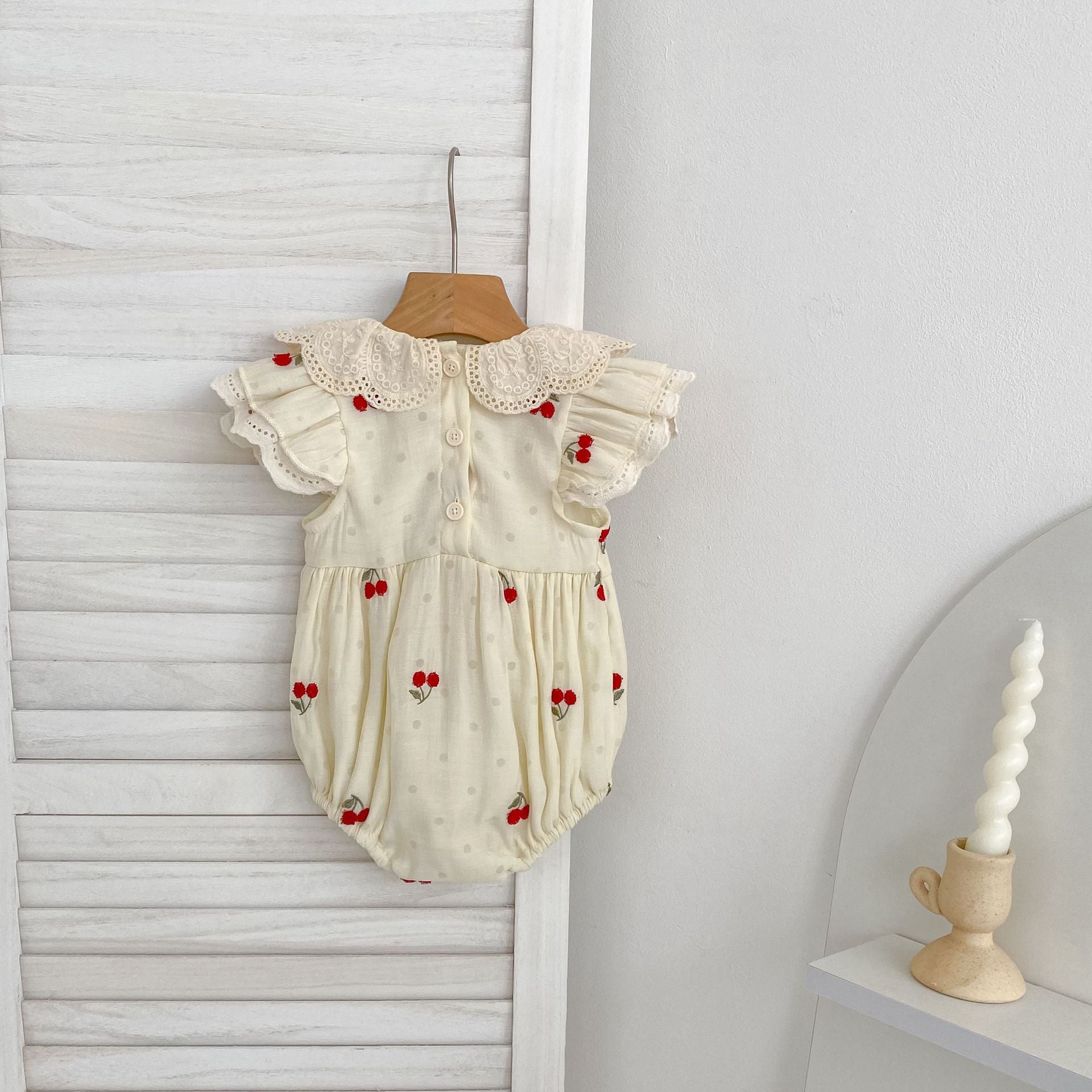 (In Production)Sisters Summer Cherry Embroidery Dress&Romper