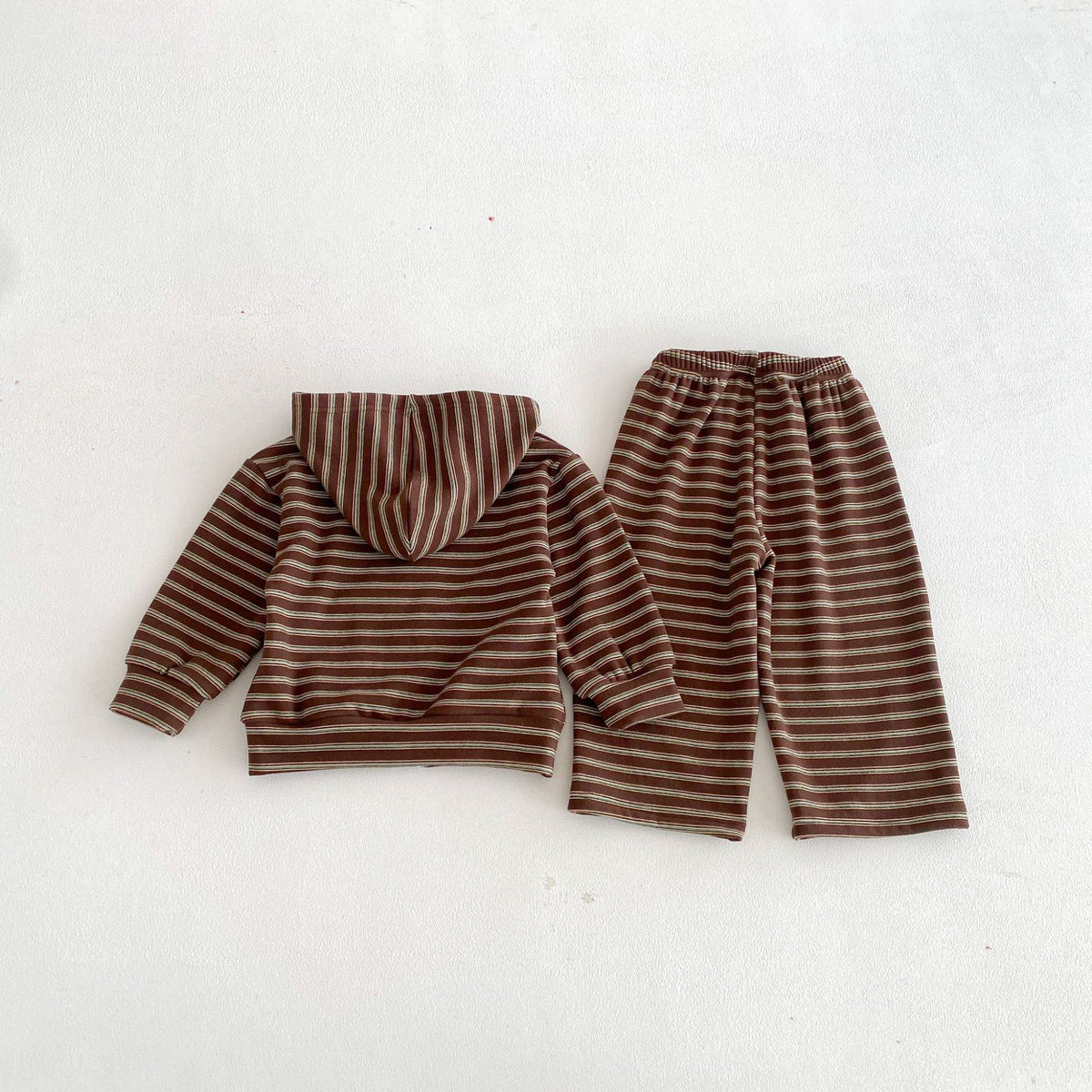 (Pre Order 2 Weeks)Unisex Fall Stripe Zip-up Hooded Sweatshirt Set