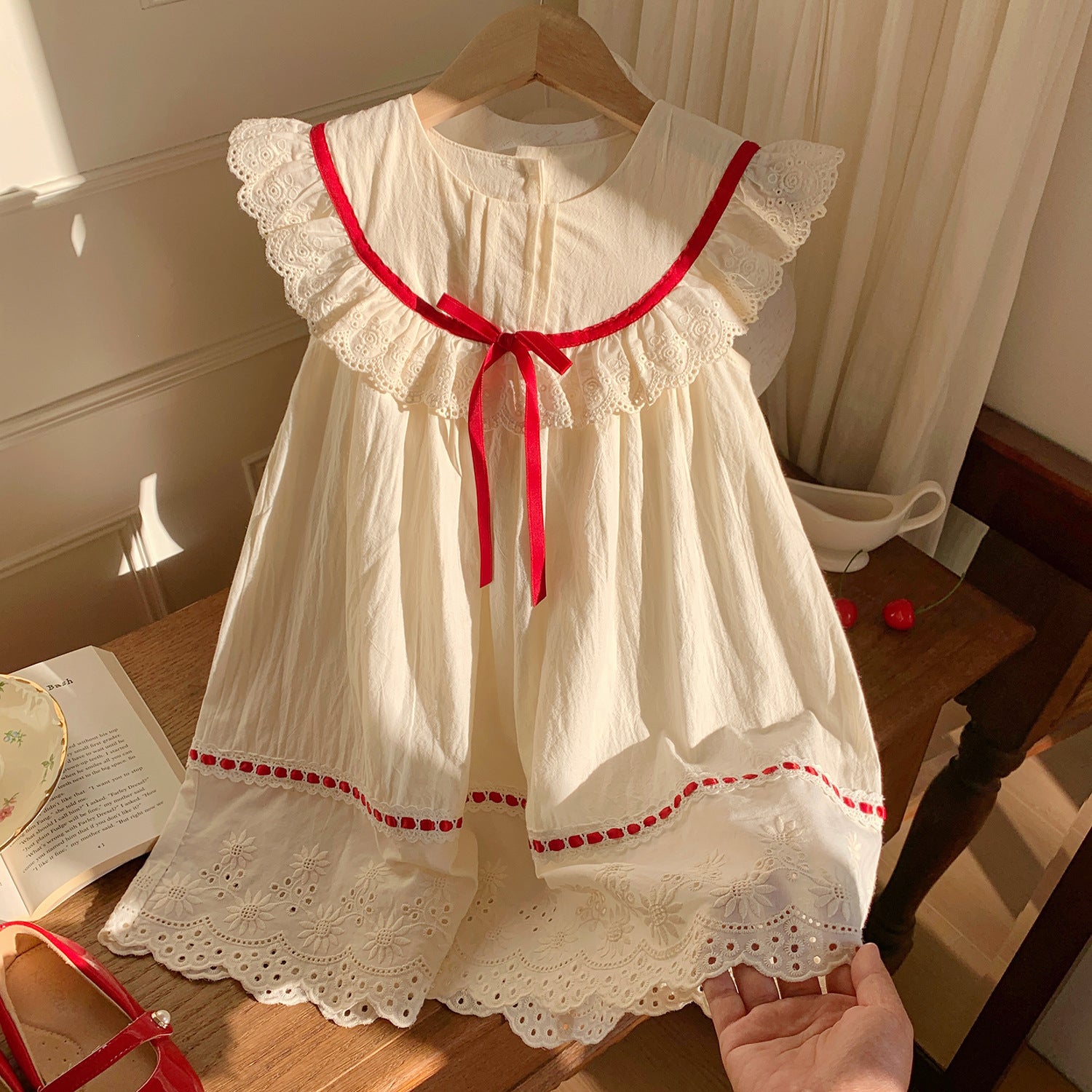 (In Production)Girls Spring&Summer Embroidery Lace Cotton Dress