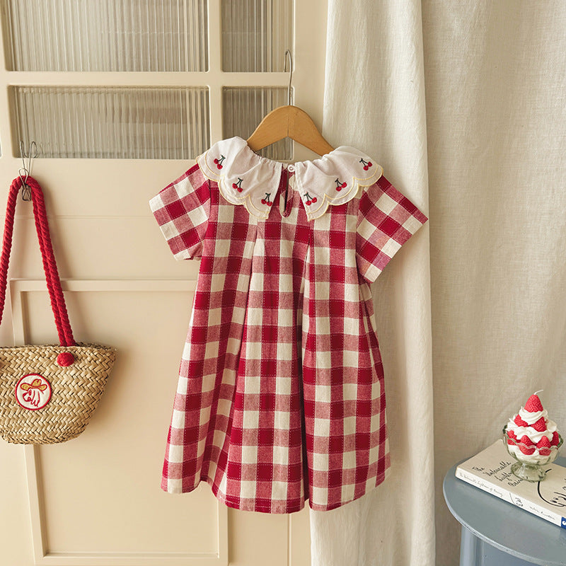 (In Production)Girls Spring&Summer Cherry Embroidery Dress