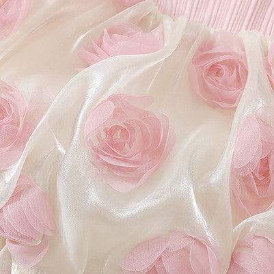 (In Production)Girls Rose Shaped Tulle Romper