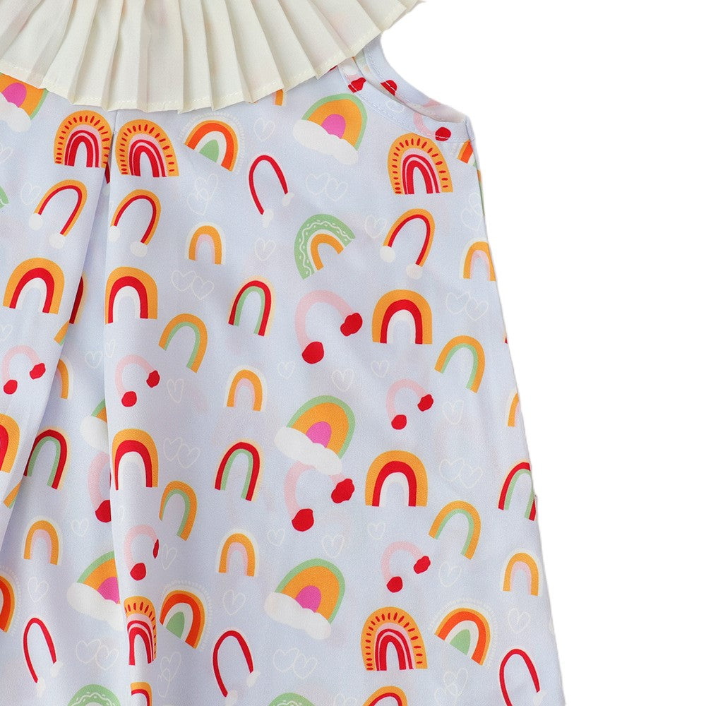 (In Production)Girls Spring and Summer Rainbow Print Dress