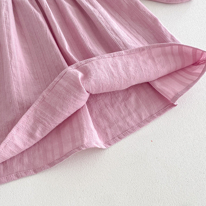 (In Production)Sisters Spring Pink Doll Collar Dress&Romper