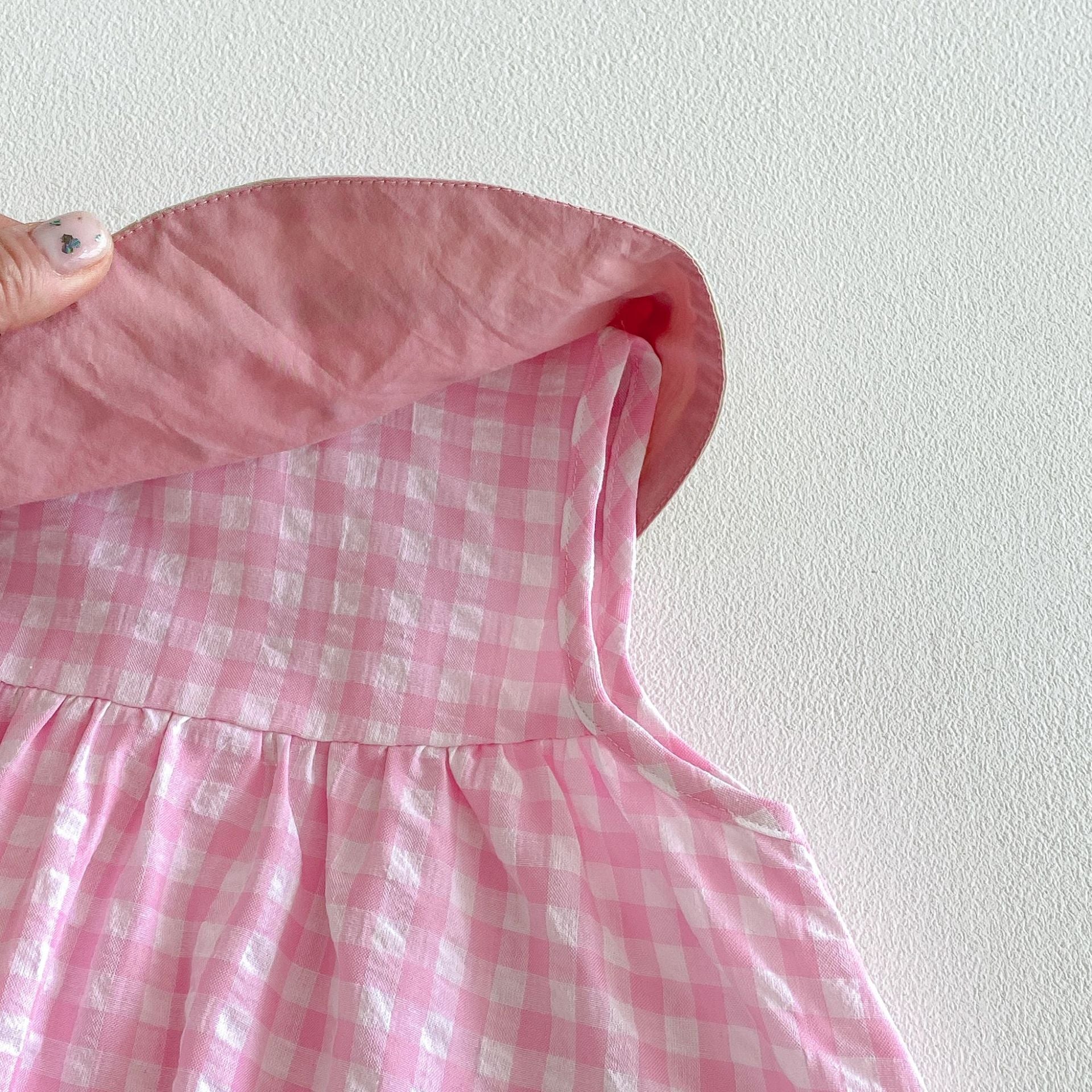 (In Production)Sisters Summer Watermelon Embroidery Scallop Dress&Romper with Pockets