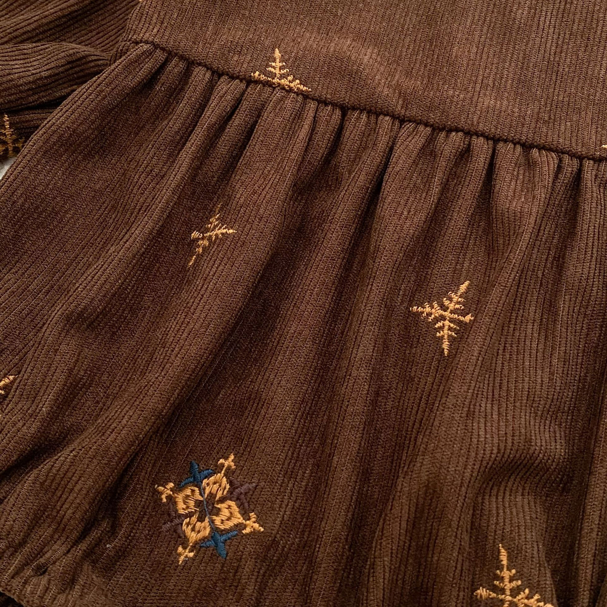 (Pre Order 2 Weeks)Sisters Fall Embroidery Corduroy Dress&Romper