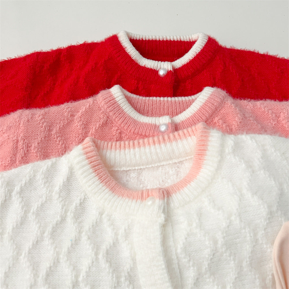 (In Production)Girls Easter Bunny Sweater Cardigan