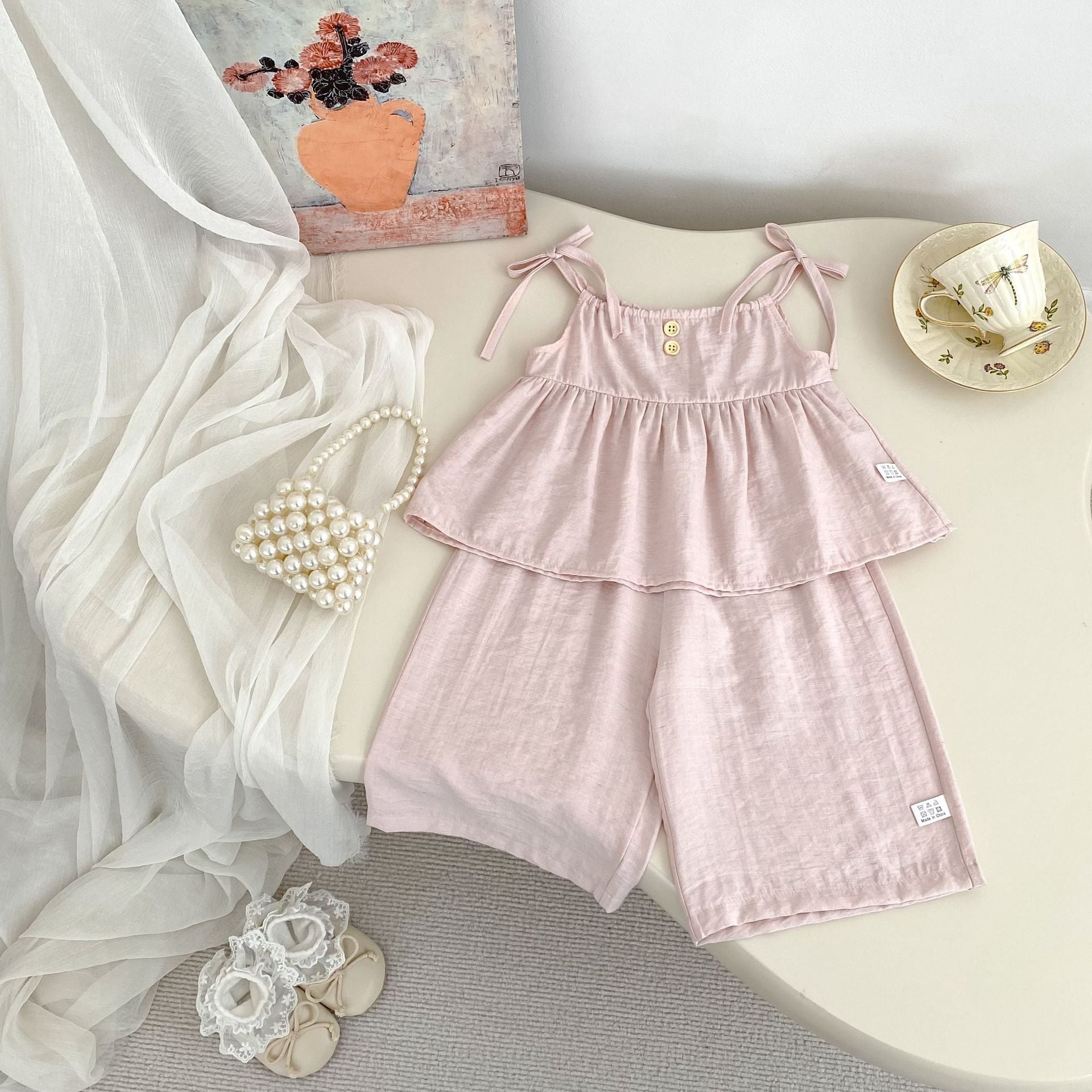 (In Production)Girls Spring&Summer Solid Color Bandeau Set