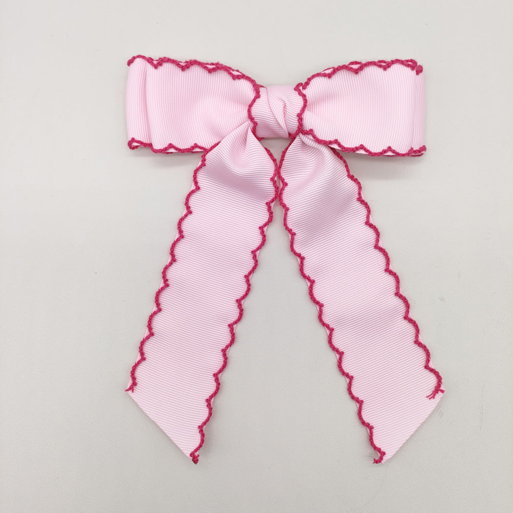 (Pre Order)Girls Solid Color Bow Hair Clip 2PCS