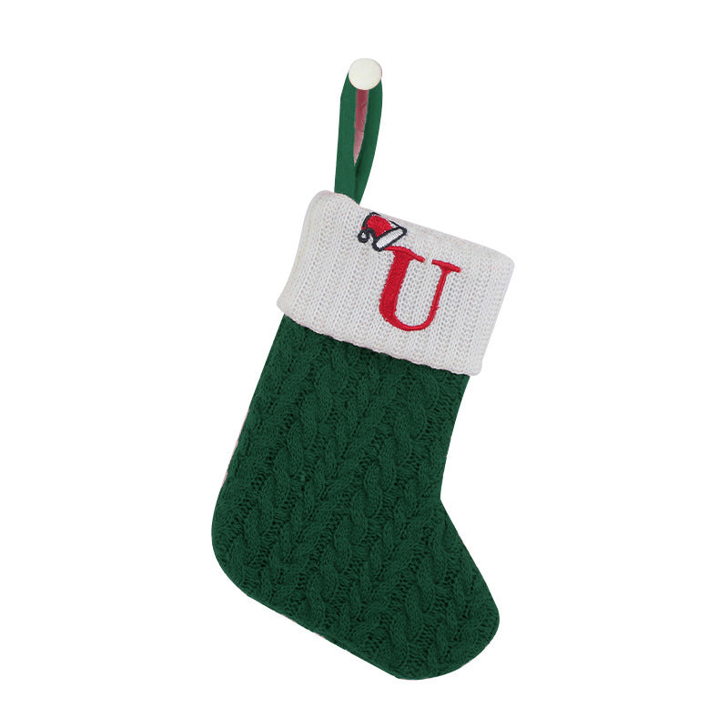 (Pre Order)Green Letter Wool Christmas Stocking Pendant