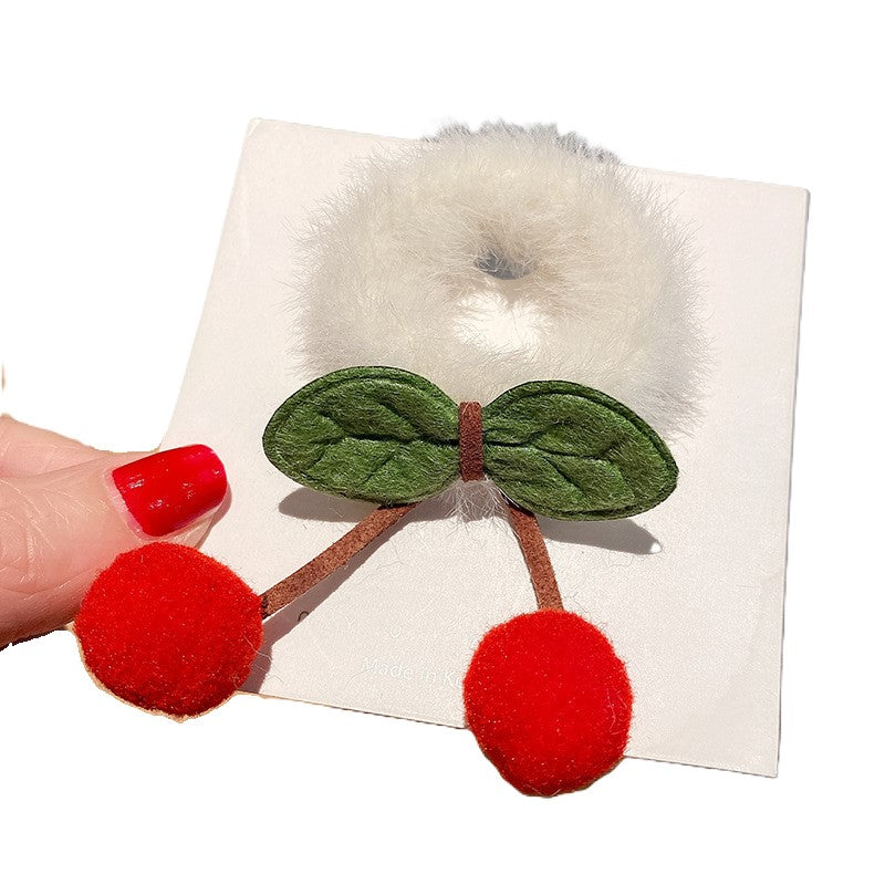 (Pre Order)Girls Spring and Summer Cherry-shaped Hair Tie