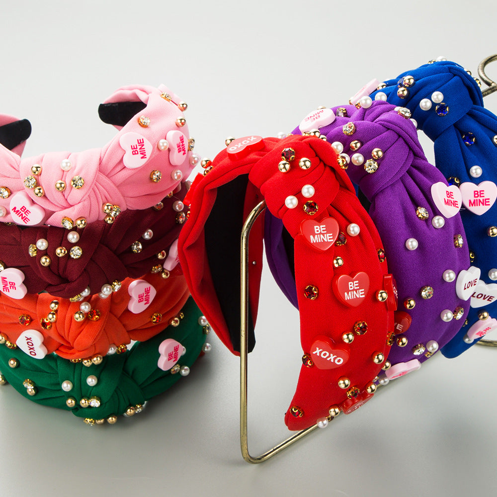 (Pre Order)Valentine's Day Pearl Rhinestone Headband