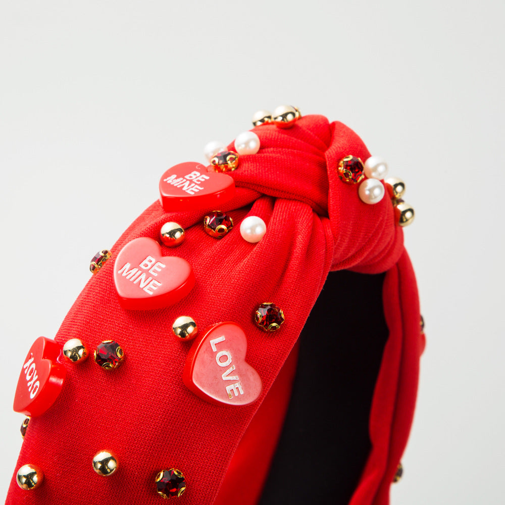 (Pre Order)Valentine's Day Pearl Rhinestone Headband