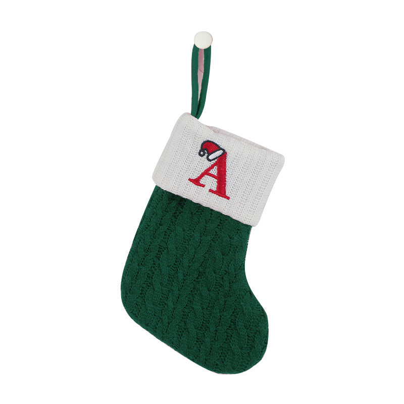 (Pre Order)Green Letter Wool Christmas Stocking Pendant