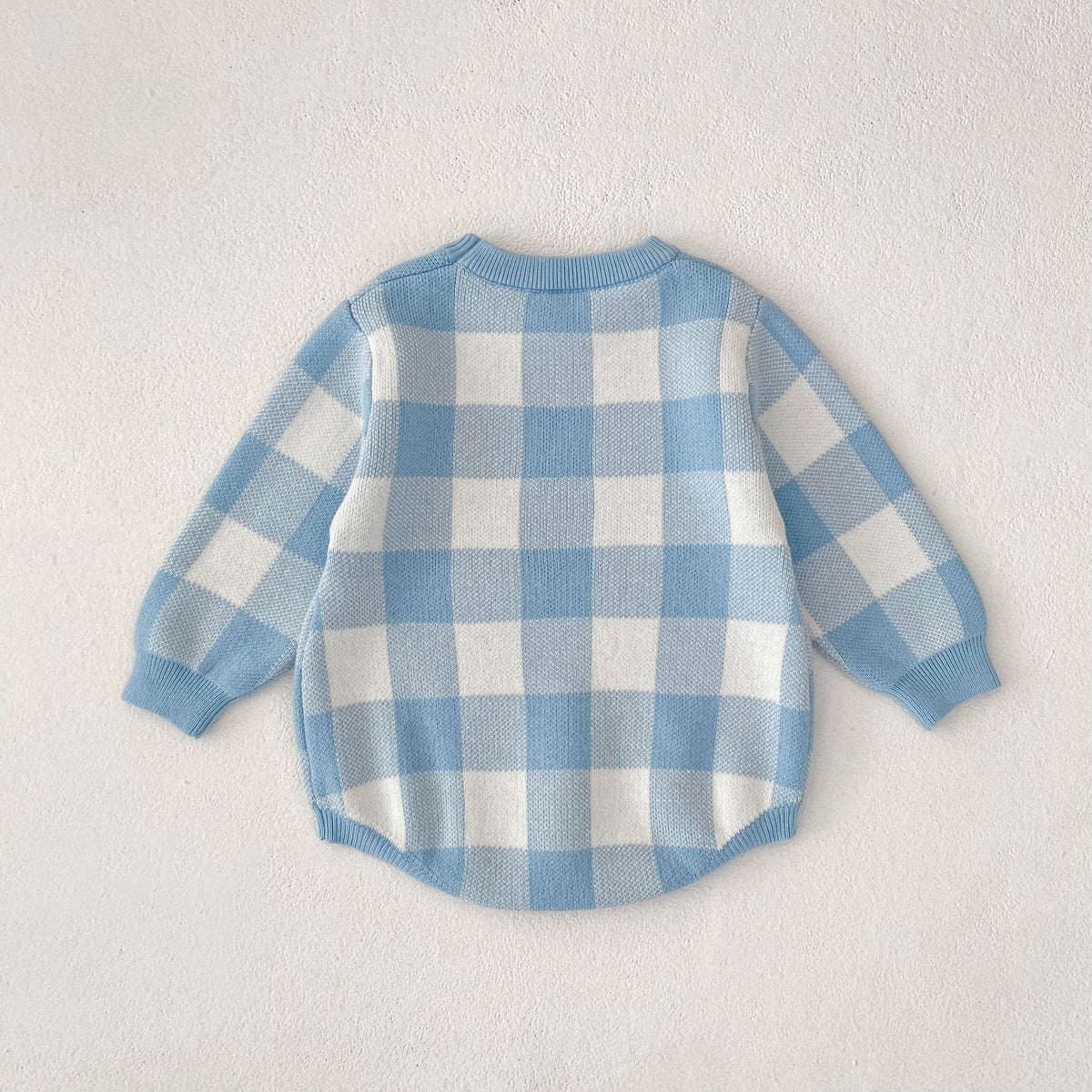 (Pre Order 2 Weeks)Toddler Boys Fall Knitted Plaid Sweater Romper