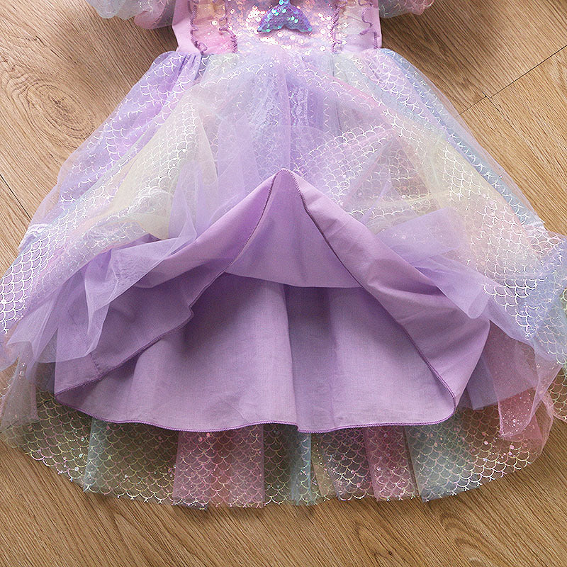 (In Production)Girls Spring&Summer Mermaid Princess Tulle Dress