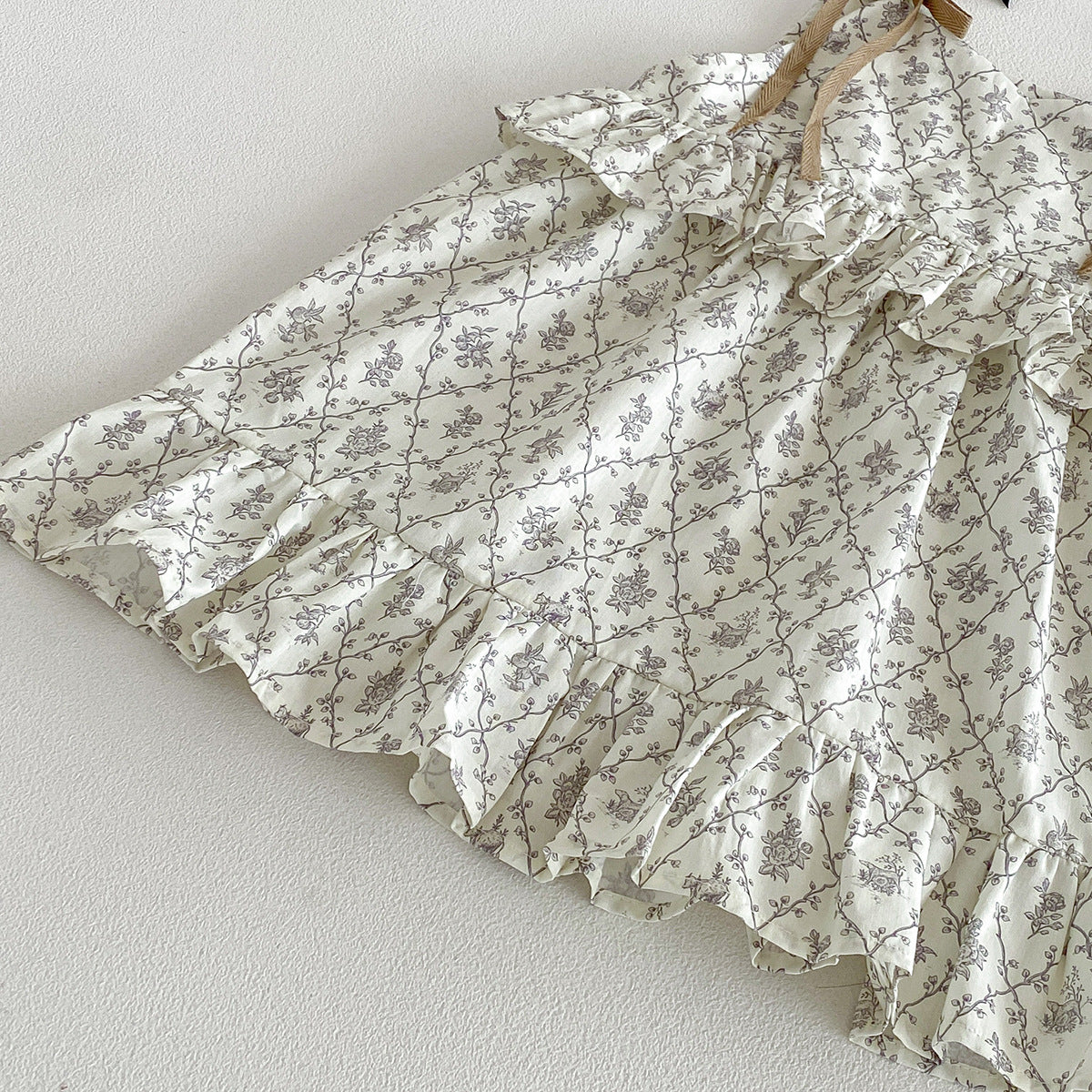 (In Production)Sisters Summer Ruffle Bow Dress&Romper