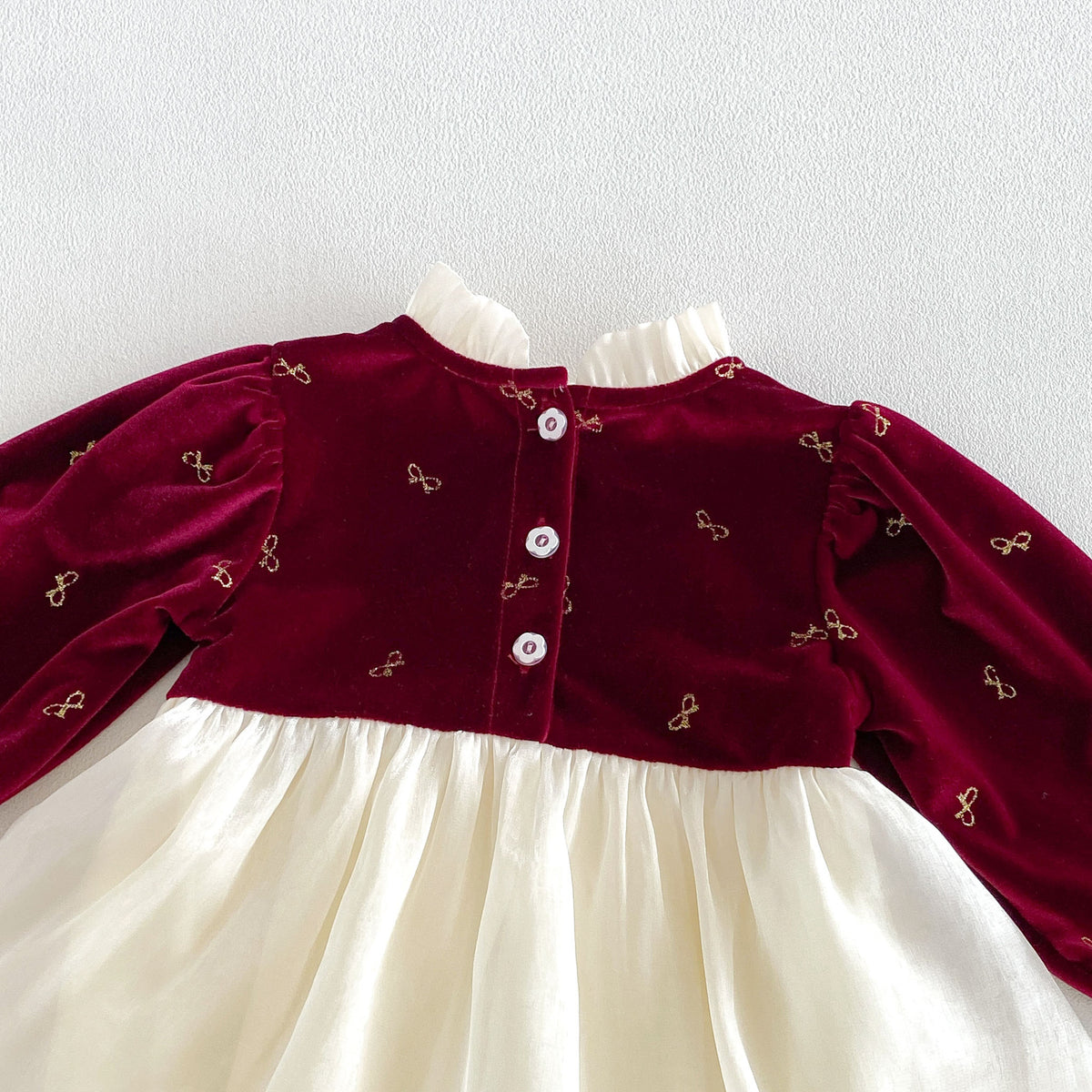 (Pre Order 2 Weeks)Toddler Girls Fall Bow Red Velvet Tulle Romper