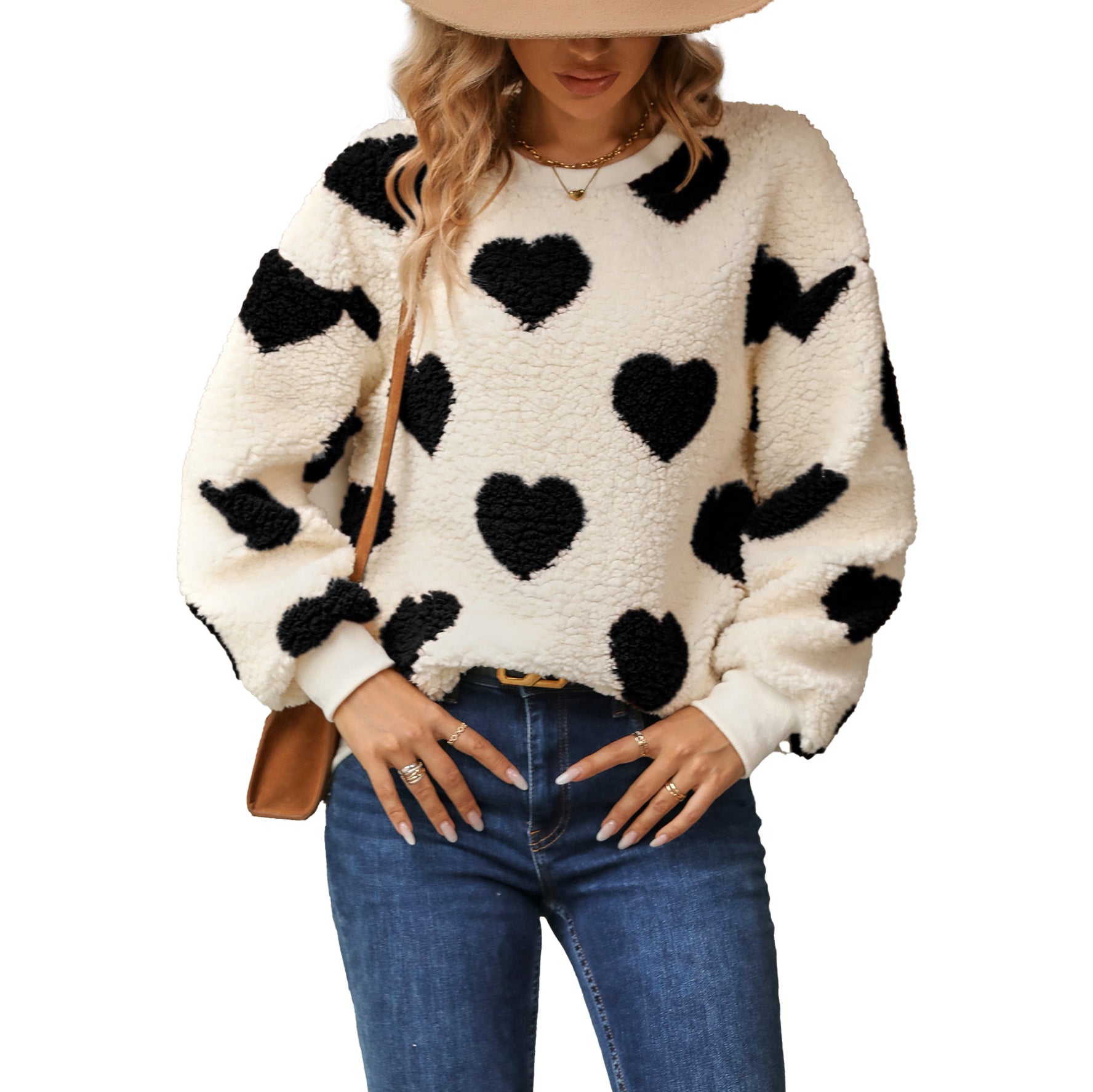 (Pre Order)Adults Valentine's Day Fluffy Love Print Sweatshirt