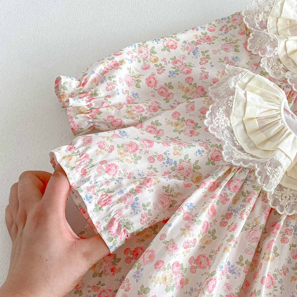 (Pre Order 2 Weeks)Sisters Fall Floral Lace Collar Dress&Romper