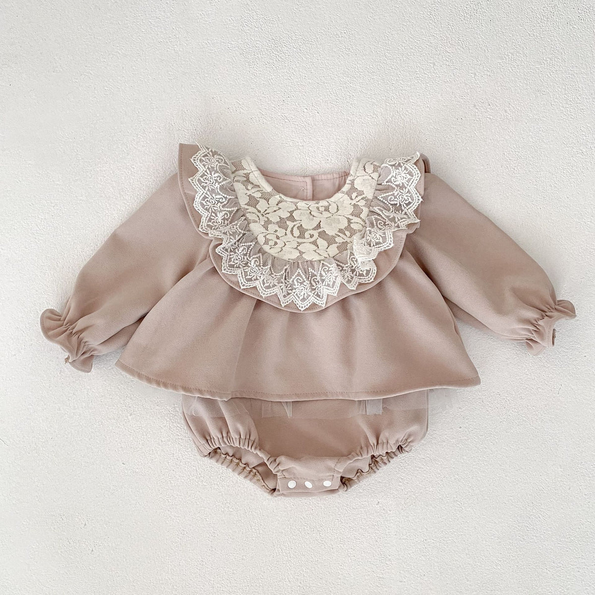 (Pre Order 2 Weeks)Toddler Girls Fall&Spring Lace Ruffle Romper