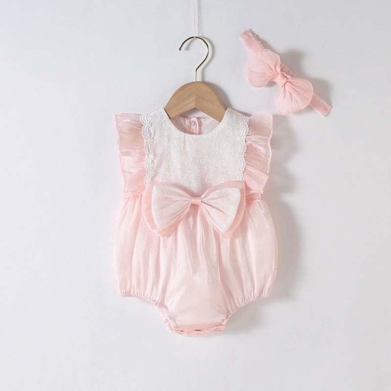(In Production)Toddler Girls Spring&Summer Pink Ruffle Romper