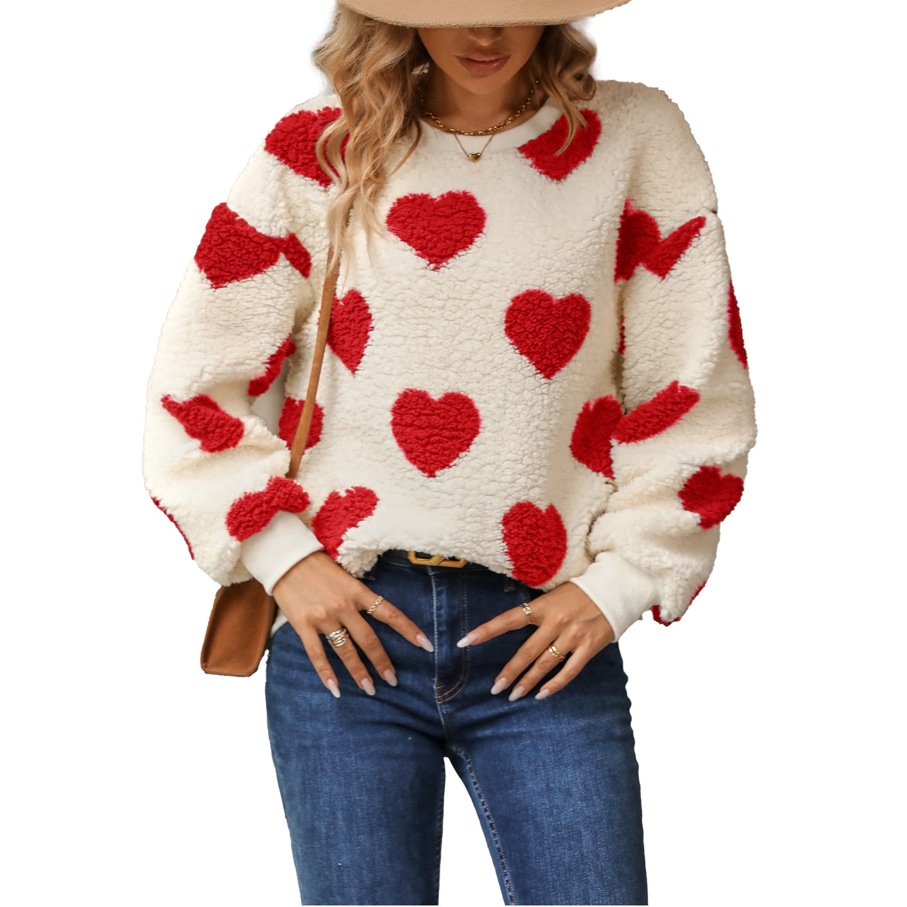 (Pre Order)Adults Valentine's Day Fluffy Love Print Sweatshirt