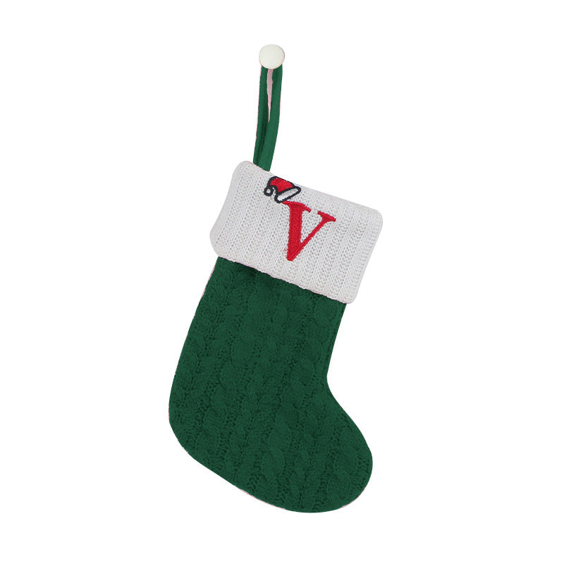 (Pre Order)Green Letter Wool Christmas Stocking Pendant