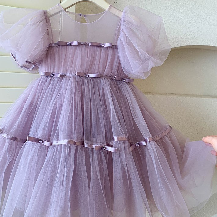 (In Production)Girls Spring&Summer Purple Gauze Dress