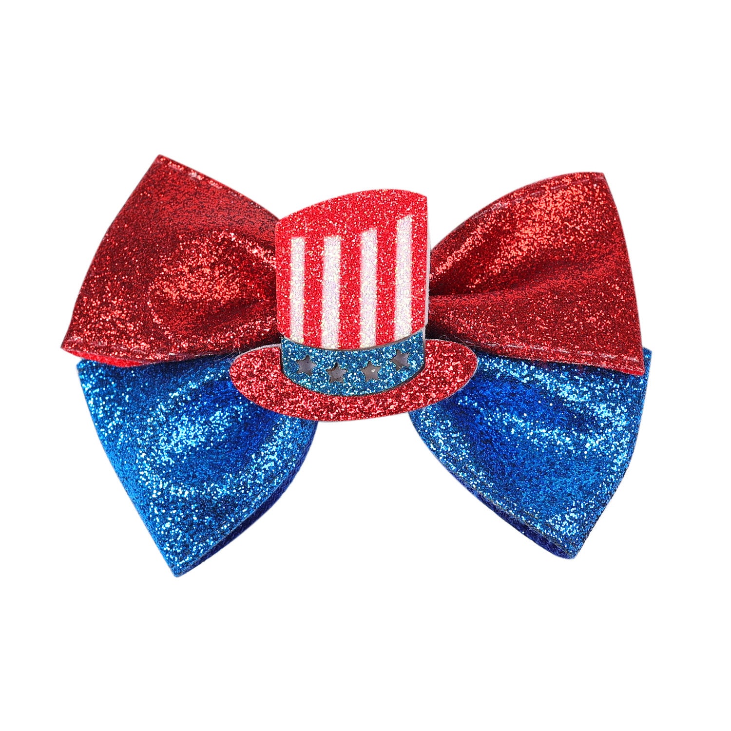 (Pre Order)Girls Patriotic Faux Leather Glitter Hair Clip